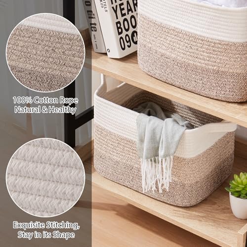 OIASKET Storage Basket for Organizing, Woven Baskets for Storage, Rectangle Decorative Baskets for Shleves, Closet, Toys, Book, Nursery Organizer Bins - Pack of 3 (Gradient Yellow, 15.75"x11.8"x9.85") - color: Gradient Yellow, size: 15.75"x11.8"x9.85"