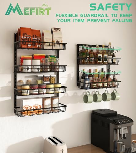 Mefirt Over The Door Pantry Organizer, Pantry Storage and Organization, 6-Tier Adjustable Hanging Baskets, Metal Wall Mount Spice Rack Seasoning Shelves for Home & Kitchen, Laundry Bathroom - Black - color: Black, size: 6-Tier