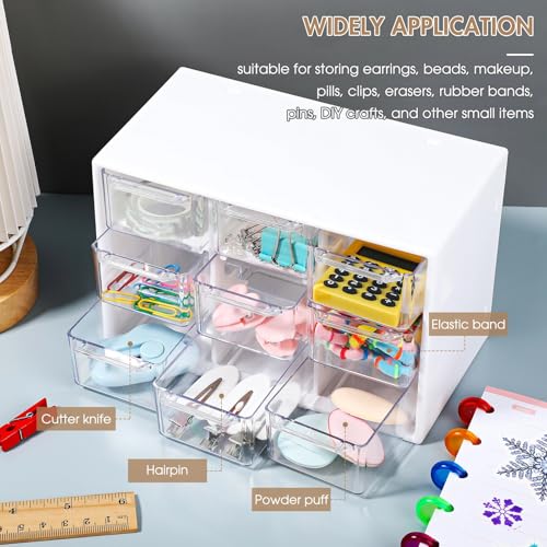 Amyhill 6 Pcs Mini Drawer Organizer Small Organizer with 9 Drawers Plastic Desktop Craft Storage Box for Office Home Room Jewelry Cosmetics Collection(White) - color: White