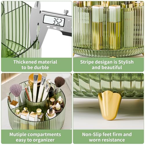 fanado 360° Rotate Makeup Brush Holder Organizer, Makeup Organizers Countertop, Makeup organization and Skincare Storage for Vanity, Desktop, Bathroom (Clear Green) - color: Clear Green