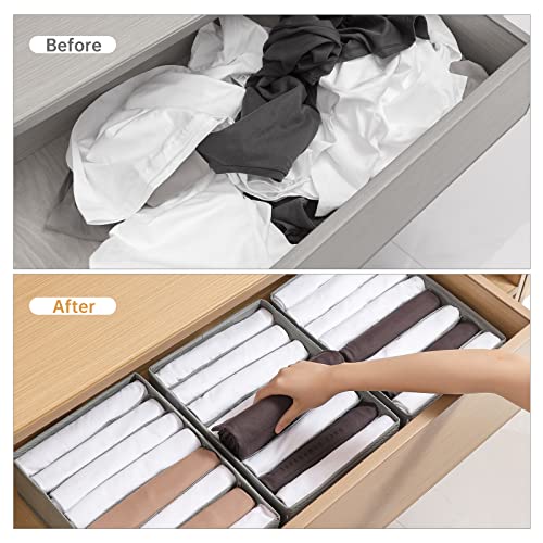 4 Packs T-shirt Drawer Organizers for Clothing,8 Grids Compartment Wardrobe Storage Box, Washable Clothes Organizer for Folded Clothes, Legging, Silk Scarve - color: Grey, size: 8 GRIDS-SMALL SIZE