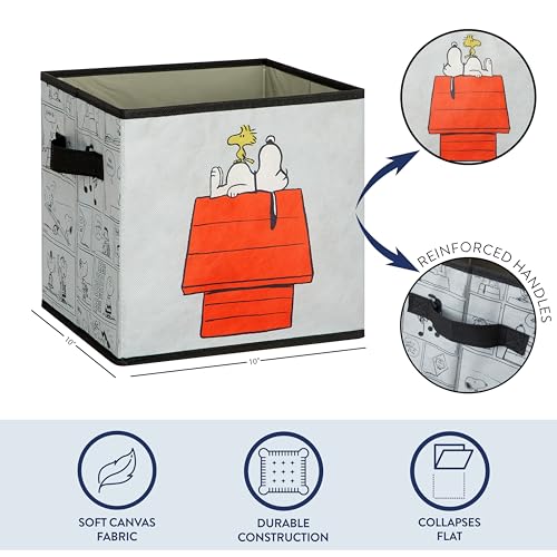 Idea Nuova Storage Cubes for Kids,2 Pack Collapsible Fabric Bins with Handles, Organizer Boxes with Handles for Bedroom, Playroom & Nursery,Peanuts - color: Peanuts