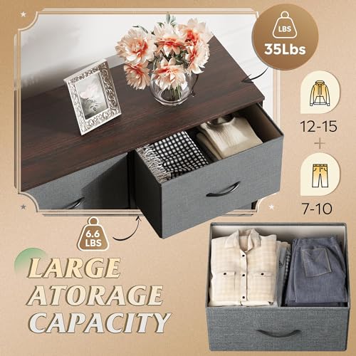 WLIVE Fabric Dresser for Bedroom, Tall Dresser with 8 Drawers, Storage Tower with Fabric Bins, Double Dressers, Chest of Drawers for Closet, Living Room, Hallway, Dark Gray - color: A-dark Grey, style: General