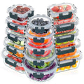 VERONES 30 Pieces Glass Meal Prep Containers Set, Stackable Glass Food Storage Containers with Lids-Airtight Lunch Containers，for Microwave, Oven, Freezer & Dishwasher,Grey - color: Gray