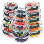 VERONES 30 Pieces Glass Meal Prep Containers Set, Stackable Glass Food Storage Containers with Lids-Airtight Lunch Containers，for Microwave, Oven, Freezer & Dishwasher,Grey - color: Gray