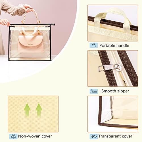 CINPIUK Clear Handbag Storage Bags Purse Organizer for Closet, Zipper Hanging Storage Bag for Handbags, XL, 2PCS - color: Beige, size: XL-2PCS