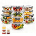 34-Piece Glass Food Storage Containers with Lids - (17 Containers & 17 Lids) - Airtight Glass Meal Prep Containers with Sauce Cups - Leakproof, BPA-Free, Microwave, Oven & Freezer Safe - Grey - color: Grey