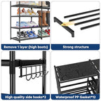 Ekisemio Large Shoe Rack Organizer for Entryway Closet 72-80 Pairs 10-Tier Heavy Duty Tall Garage Shoe Rack Shoe Shelf Shoes Storage with Removable Side Hooks for Bedroom and Garage, Black - size: 4 Row 10 Tiers
