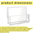 Clear Acrylic Single Pocket Wall Mount File Holders, Self-Adhesive Plastic Document Organizer for Office and Home, Suitable for Legal Size Papers, Brochures, Magazines, and Literature Display, 2 Pack