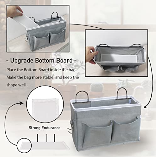 Kanrichu 3pcs Middle Wall Hanging Organizer Bag, Linen Fabric Door Hanging Storage Basket with Pockets, Waterproof Bin for Kitchen, Bedroom, Office, RV Camper (Gray) - color: Gray-Middle (3 pcs)