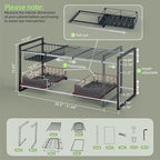 NETEL Under Sink Organizers and Storage,Kitchen Cabinet Organizer,2 Tier Under Sink Expandable Shelves，Bathroom Cabinet Organizer with Pull Out Drawers,(30.9-31.64)" W x 14.69" D x 15.83" H,Black - size: Multi-functional with 2 pull out baskets