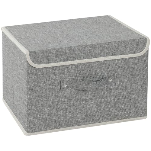 Storage Boxes, Collapsible Storage Bins with Lids, Cotton and linen cloth Storage Baskets with Handle, for Books, Closet, Bedroom, Home, 15x9.8x9.8 in, Grey - color: Grey, size: 15x9.8x9.8in(1-pack)