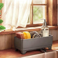 MOUKABAL Sponge Holder for Kitchen Sink – Rustproof Stainless Steel, 360° Rotating Drain Pipe, Large Counter Organizer with Drip Tray for Sponges, Brushes & Dish Cloths Grey - color: Grey 1