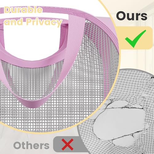 2 Pack Strong Mesh Pop-up Laundry Hamper, Quality Pop Up Hampers for Laundry with Durable Handles Solid Bottom High Carbon Steel Frame, Easy to Open and Fold Flat for Storage(Light Pink) - color: Light Pink, size: 2-Pack