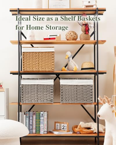 SETVSON Storage Basket with Lid Woven Wicker Baskets with 2 Separate Lid, 9.2 Gallon (35 L) Wicker Storage Bins with Handles, Foldable and 2 Removable Liner Bags for Bedroom, Laundry Room Gray - color: Gray, size: 35L-15.7L*11.8W*11.8H