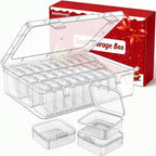 Mathtoxyz Bead Organizer Box, 30Pcs Small Beads Organizers and Storage Plastic Cases Mini Clear Dimond Storage Containers Boxes with Hinged Lid and Rectangle for Bracelet Making DIY Jewelry Craft Nail - size: Clear - 1P