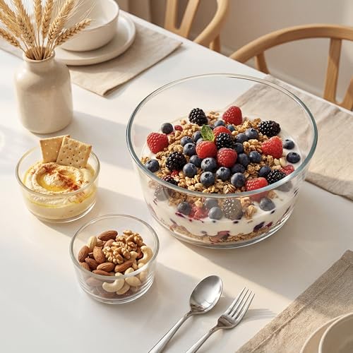Urban Green Glass Food Container Set with Glass Lid, 3 Pack, Meal Prep Containers with Silicone Airtight Lid, 1 Large Glass Salad Bowl, 2 small dressing containers,Leakproof, 100% Plastic Free - color: White Sand - 3RD