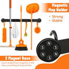 Magnetic Broom Holder Wall Mount with 4 Hooks and 3 Rack- Heavy Duty Non-Slip Mop Hanger for Wet Mops &Cleaning Tools on Refrigerator,Metal Door,Garage,Kitchen (3Racks 4Hooks)