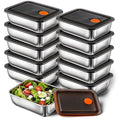10 Set Stainless Steel Food Containers with Lids, Metal Leak-Proof Food Storage Containers Reusable Stackable Meal Prep Container for Lunch Picnic Travel, Dishwasher & Freezer Safe (16 oz)