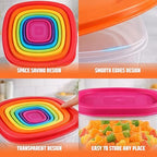 ARSUK 14PCS Nesting Plastic Food Storage Container Set with Airtight Leakproof Lids (7 Lids & 7 Containers) - Space Saving, BPA-Free Stackable Kitchen Storage - Freezer Safe & Microwavable - color: 7 PCS