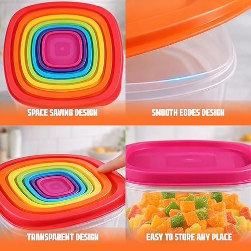 ARSUK 14PCS Nesting Plastic Food Storage Container Set with Airtight Leakproof Lids (7 Lids & 7 Containers) - Space Saving, BPA-Free Stackable Kitchen Storage - Freezer Safe & Microwavable - color: 7 PCS