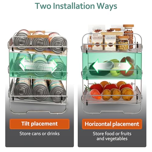 MAXIFFE 3 Tier Can Organizer for Pantry, Space-Saving Adjustable Easy Assembly Metal Sturdy Hold 36 Cans Storage Rack Holder Dispenser for Kitchen Countertop Cabinet RV, for Soda Drinks Fruits, Chrome - color: Chrome, size: 3 Tier - 1 Pack