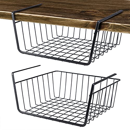 Undershelf Wire Storage Basket, Household Metal Hanging Bin Slides for Space Saving for Kitchen Pantry Bookshelf (Small, 2 PCS) - color: 2 PCS, size: Small