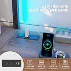 Dnxao Twin Loft Bed with Desk and 5 Storage Drawers,Loft Bed Twin Size with LED Lights and Charging Station, Metal Bunk Bed Frame with Ladder, Clothes Rail,Noise Free,Oak Gray - color: Oak Gray, size: Twin loft bed with 5 drawer