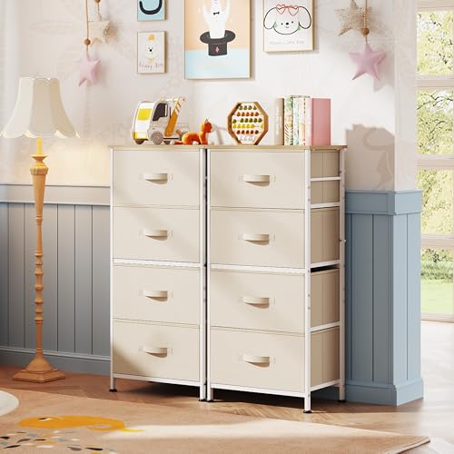 WLIVE Dresser with 4 Drawers, Storage Tower, Organizer Unit, Fabric Dresser for Bedroom, Hallway, Entryway, Closets, Sturdy Steel Frame, Wood Top, Easy Pull Handle, Cream White - color: Cream White