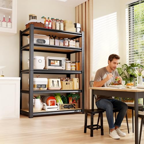 71"H-32"W-14"DGarage Shelving-5 Tier Garage Storage Shelves,Adjustable Heavy Duty Metal Shelving Unit and Storage Large Rack,Utility Steel Shelf For Warehouse Industrial Pantry Basement Organizers