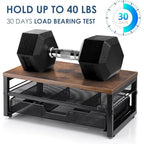 ARCOBIS Monitor Riser with Drawers and Pen Holders, Wood & Mesh Metal Computer Monitor Stand with Storage for Desk, Rustic Brown