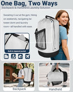 Laundry Bag with Shoulder Straps and Mesh Pocket Laundry Backpack Large Portable Laundry Hamper for College Laundromat Apartment - color: White & Black