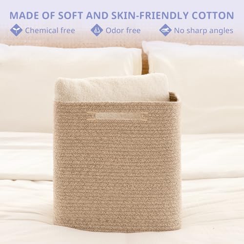 OIAHOMY Storage Cubes, 13 Inch Cube Storage Organizer, Collapsible Storage Bins, Baskets for Organizing, Storage Bins for Shelves-Brown, 3-PACK - color: Brown, size: 3Pcs-13*13*13inch