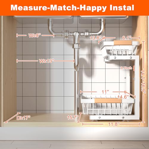Under Sink Organizer, 2 Pack 2 Tier Under Sink Organizers and Storage, Slide Out Pull Out Cabinet Organizer Shelf, Height Adjustable Metal Drawer for Kitchen Bathroom Closet Organization Rack White - color: White