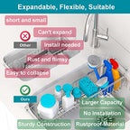 Over The Kitchen Sink Caddy Sponge Holder Organizer Drying Rack Expandable for Sponge Brush Soap Dish Cloth Rag 14.5" to 22", Stainless Steel - size: 14.5" to 22"
