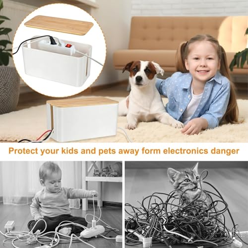Cable Management Cord Cover Wire Hider Box Concealer Organizer Protector System for Home Theater Entertainment Center Office School (Wood White) - color: Wood White