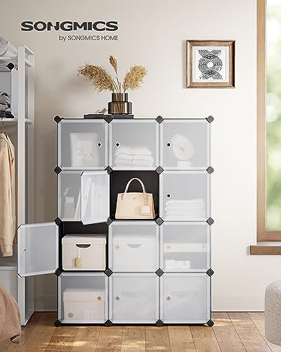 SONGMICS Cube Storage Organizer, 12-Cube Closet Storage Shelves, Modular Bookcase, Black ULPC34HV1 - color: Black, size: 12 Cubes, style: with doors