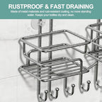 SRIWATANA Shower Caddy Organizer Hanging Over Head, Bathroom Shower Rack Hanger with Hooks for Razors - Chrome - color: Chrome