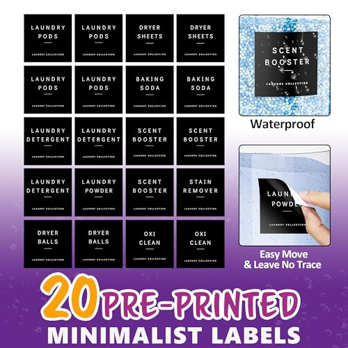 galasily 4 Pack Laundry Pods Container, Clear Laundry Room Organization Containers,Large Acrylic Detergent Powder Storage Containers Black Wooden Lids & Labels, Dryer Sheet Holder - size: 4pack