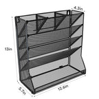 Jakyitvi File Organizer Wall Mounted 5 Tiers, Durable Adjustable Metal Vertical Hanging, Stable R-Shaped Bottom 4 Pull-Out Deviders to Sort File,Mail,Newspaper,Pen, Suitable for Office,Black - size: 5-Tire & Unilateral