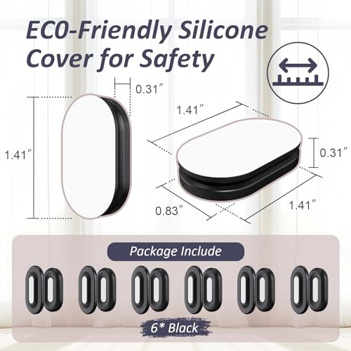 Magnetic Remote Control Holder Wall Mount Self-Adhesive, 6 Pack Upgraded Silicone Remote Organizer Storage Wall Holder for Home Office TV, Fan and Air Conditioner Remote Control Black - color: 6 Black, size: Oval