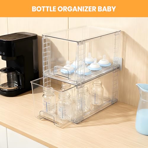 6 Pack Stackable Acrylic Storage Drawers – Clear Plastic Organizer Bins, Easy to Assemble, Suitable for Bathroom, Undersink, Kitchen, Pantry, Makeup, Medicine Organization - size: 6Pack 7"H