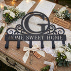 Metal Letter G Key Holder for Wall, Monogram Coat Rack Wall Mount, Key Hooks Perfect for Bathroom, Living Room, Kitchen, Office Ideal Wedding, Anniversary, Housewarming Gift (G) - style: G