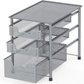 Simple Houseware Stackable 3 Tier Sliding Basket Organizer Drawer, Silver - color: Silver, size: 3-Tier
