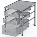 Simple Houseware Stackable 3 Tier Sliding Basket Organizer Drawer, Silver - color: Silver, size: 3-Tier