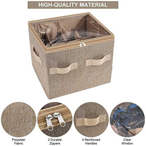 Moteph Shoe Organizer for Closet - Shoe Storage Organizer for Closet Organization with Clear Cover & Adjustable Dividers, Shoe Rack & Basket - (Light Brown, Small - 12 Pairs) - color: Light Brown, size: Small - 12 Pairs