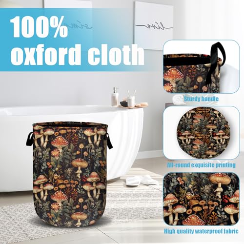 Mushroom Weed Laundry Basket, Laundry Hamper Collapsible Oxford Cloth with Handle Clothes Toy Storage Bin for Bathroom Laundry Room Bedroom 15.7 X 20 Inch - color: Mushroom Weed