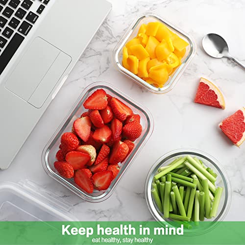 HOMBERKING 24pc Borosilicate Glass Food Storage Containers with Snap Locking Lids, Glass Meal Prep Containers, Airtight Lunch Boxes, Oven, Freezer and Dishwasher Safe, BPA Free, Kitchen Storage Set - color: Grey