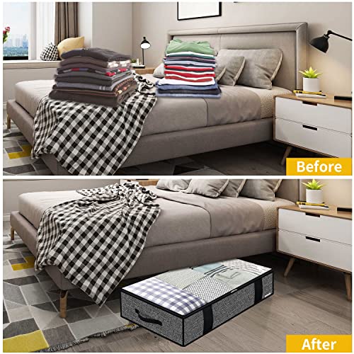 Onlyeasy Foldable Underbed Bags - 2 Pack Blankets Clothes Comforters Storage Bag Breathable Zippered Organizer for Bedroom with Clear Window and 4 Handles, 100 x50 x15cm, Linen-Like Black, MXAUBBP2 - color: Basic Soft Side Wall - Linen Like Black
