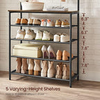 VASAGLE Hall Tree with Shoe Bench, Coat Rack Shoe Bench, 5-Tier Shoe Rack Different Heights, 5 Dual Hooks, Top Shelf, Entryway Organizer, Hallway Bedroom Dorm, Rustic Brown and Black UHSR408B01 - size: 31.5”W